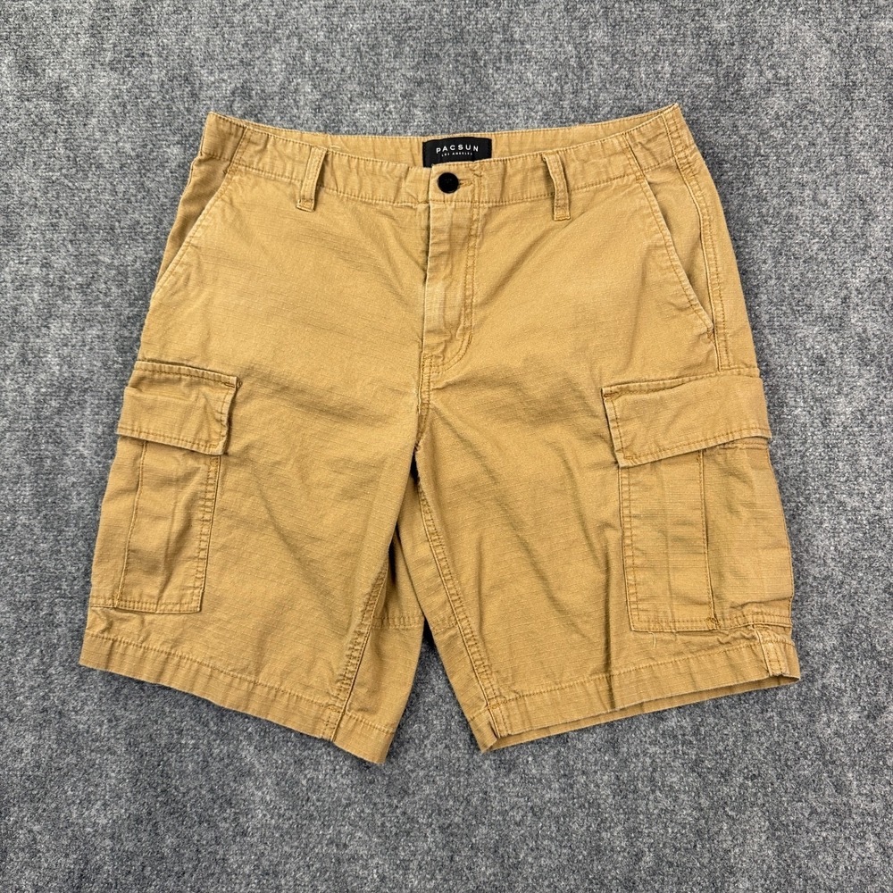 PacSun Mens Cargo Shorts Size 31 Khaki Ripstop Cotton Utility Tan Casual
